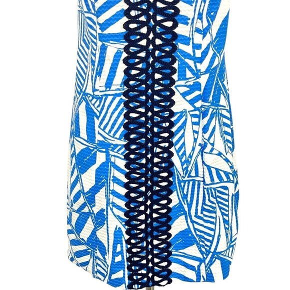 Lilly Pulitzer Size 0 Annabelle Bay Blue Yacht Sea Rope Lace Shift Dress - Picture 6 of 11